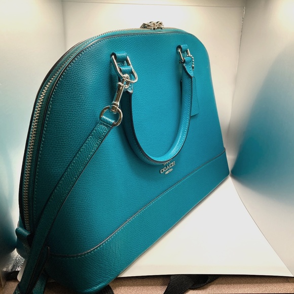Gorgeous Cyan Teal Coach Full-Size Sierra Dome Crossbody Satchel Leather - Picture 1 of 14
